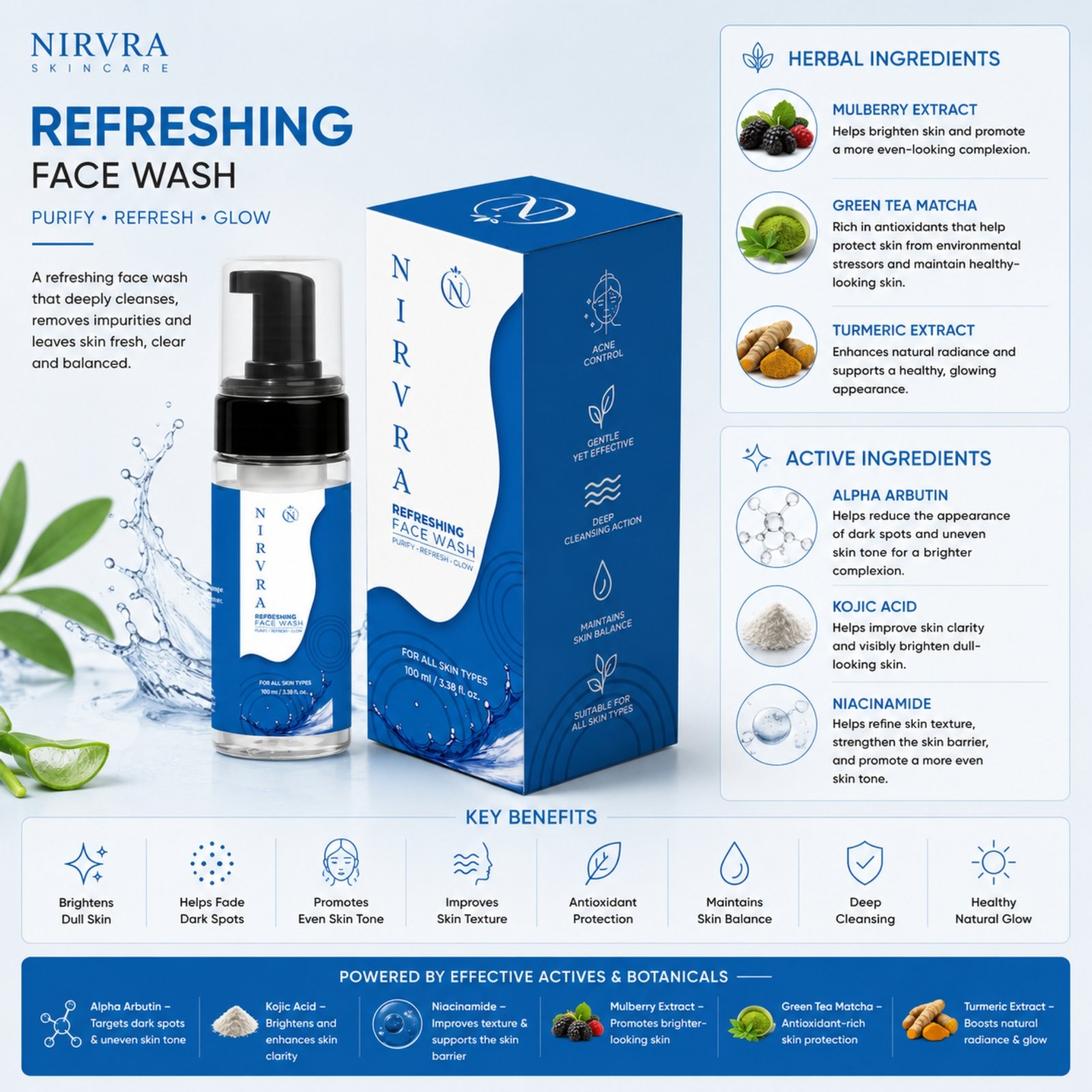 Nirvra Refreshing Face Wash – Brightening Daily Cleanser - Image 4