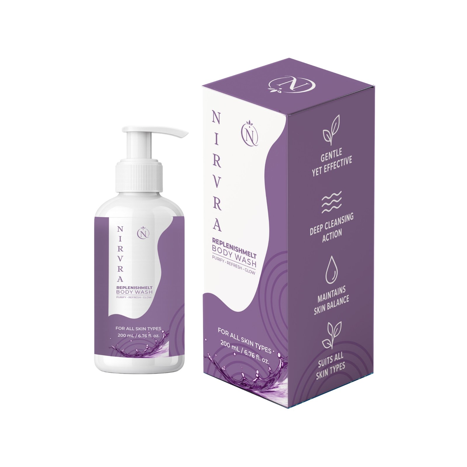 A revitalizing body wash enriched with Epsom Salt, Niacinamide, Aloe Vera, and botanical extracts to cleanse, refresh, and nourish the skin.